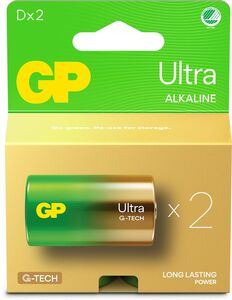 GP Ultra Alkaline G-TECH D/LR20 Batterier Svanemærket 2-Pak