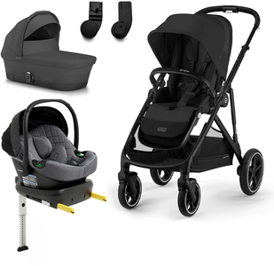 Cybex GAZELLE S Duovogn inkl. Beemoo Route i-Size Autostol Baby & ISOFIX Base, Moon Black/Mineral Grey