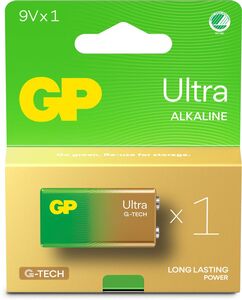 GP Ultra Alkaline G-TECH 9V Batteri Svanemærket 1-Pak