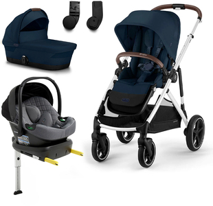 Cybex GAZELLE S Duovogn inkl. Beemoo Route i-Size Autostol Baby & ISOFIX Base, Ocean Blue/Mineral Grey