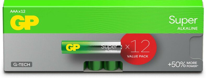 GP Super Alkaline G-TECH AAA/LR03 Batterier 12-Pak