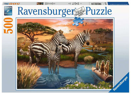 Ravensburger Puslespil Zebras In Sunset 500 Brikker