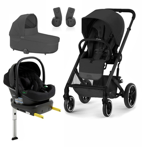 Cybex BALIOS S Lux Duovogn inkl. Beemoo Route i-Size Autostol Baby & ISOFIX Base, Moon Black/Black Stone