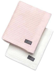 Vinter & Bloom Soft Grid Hæklet Babytæppe 2-Pak, Bright White/ Baby Pink