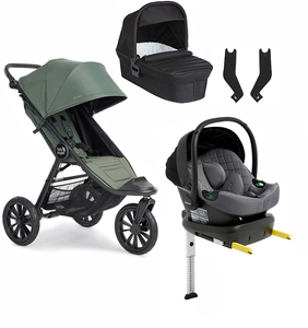 Baby Jogger City Elite 2 Duovogn inkl. Beemoo Route i-Size Autostol Baby & ISOFIX Base, Briar Green/Mineral Grey