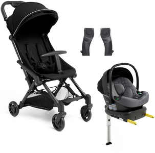 Beemoo Easy Fly 4 Klapvogn inkl Route i-Size Autostol Baby & Base, Jet Black/Mineral Grey