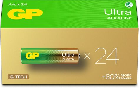 GP Ultra Alkaline G-TECH AA/LR6 Batterier Svanemærket 24-Pak