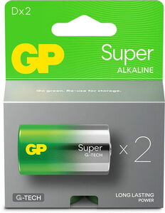GP Super Alkaline G-TECH D/LR20 Batterier 2-Pak