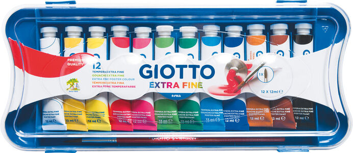 Giotto Extra fine poster paint tubes Farver 12 ml 12-pak, Multifarvet