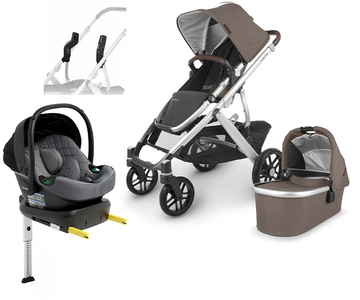 UPPAbaby VISTA V2 Duovogn inkl. Beemoo Route i-Size Autostol Baby & ISOFIX Base, Theo/Mineral Grey