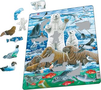 Larsen Isbjørne & Hvalrosser på den Arktiske Is Rammepuslespil 46 Brikker