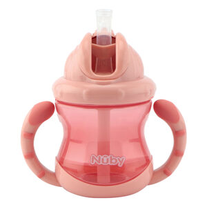 Nuby Twin Handle Flip It Kop 240 ml +12 m, Pink