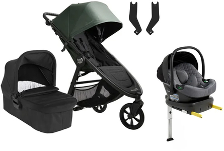 Baby Jogger City Mini GT 2.1 Duovogn inkl. Beemoo Route i-Size Autostol Baby & ISOFIX Base, Briar Green/Mineral Grey