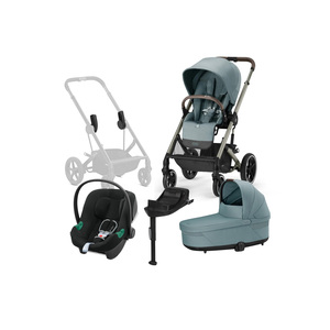 Cybex BALIOS S Lux Duovogn inkl. Aton B2 i-Size Autostol Baby & Base, Sky Blue/Taupe
