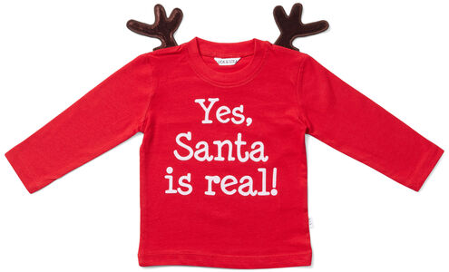Luca & Lola Baby Langærmet t-shirt Santa Is Real Deer, Red