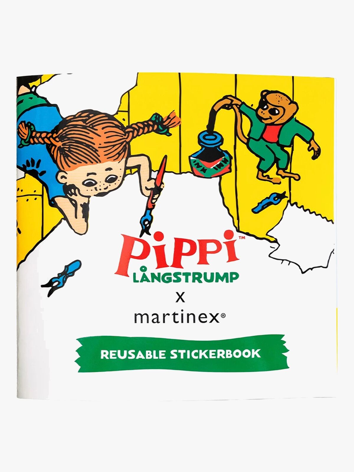 Pippi Langstrømpe Klistermærkebog Genanvendelig Kort