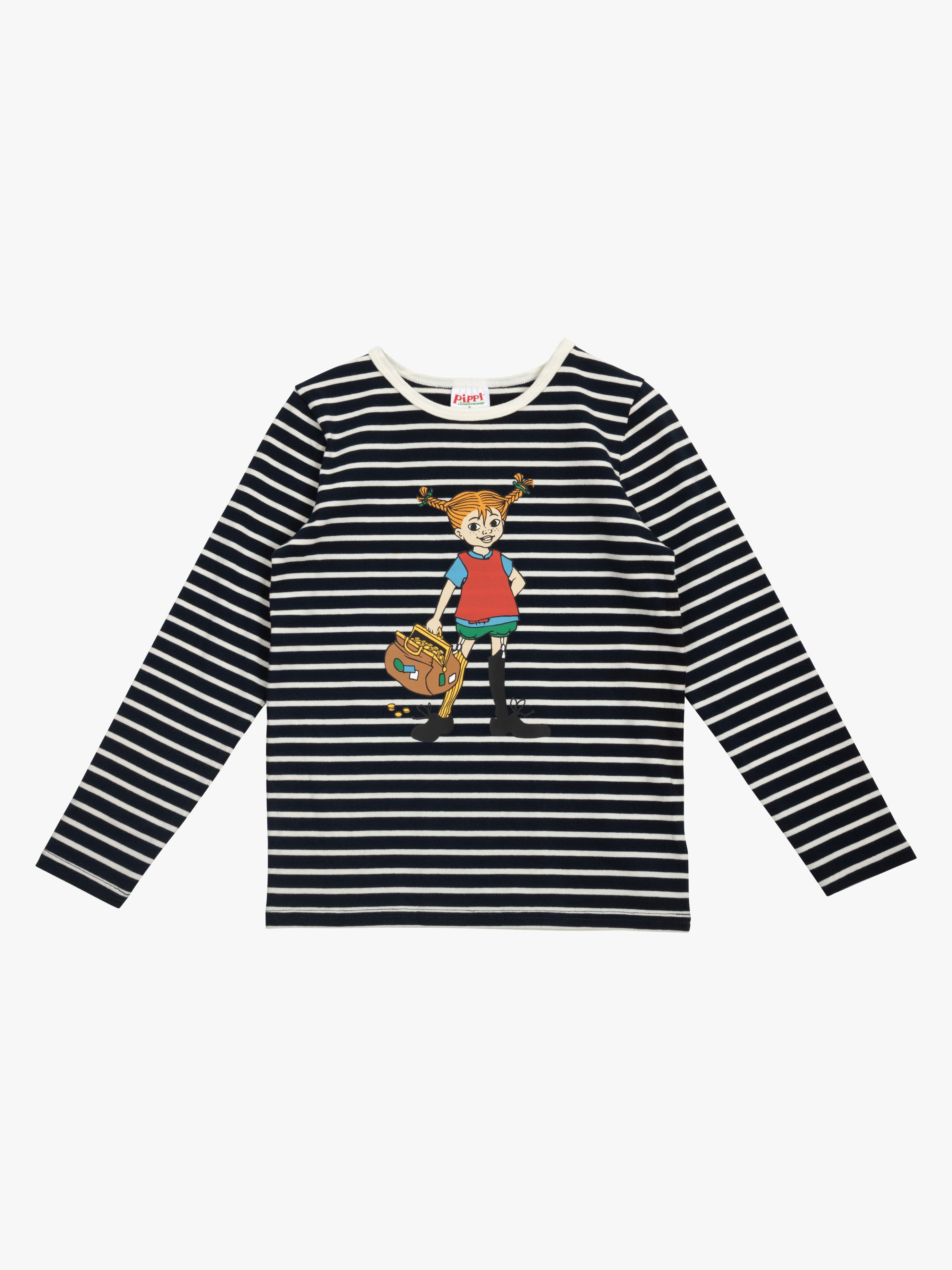 Pippi Langstrømpe x Martinex Fyldig Pippi T-shirt, Mørkeblå, 110