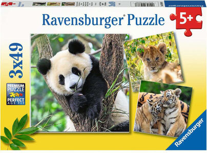 Ravensburger Puslespil Panda, Lion and Tiger 3x49 Brikker