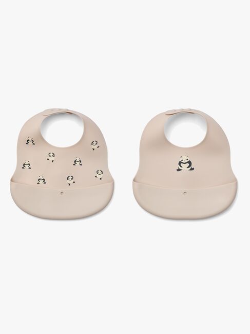 LIEWOOD Ember Mønstret Hagesmæk 2-pak, Panda/Sandy