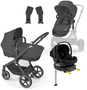 Cybex EOS Lux Duovogn inkl. Beemoo Route i-Size Autostol Baby & ISOFIX Base, Moon Black/Black Stone