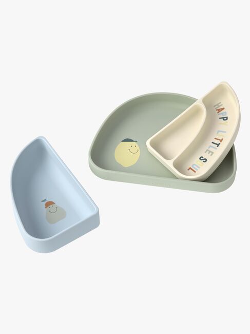 Lässig Tallerken Silikone 3-pak, Happy Fruits Lemon