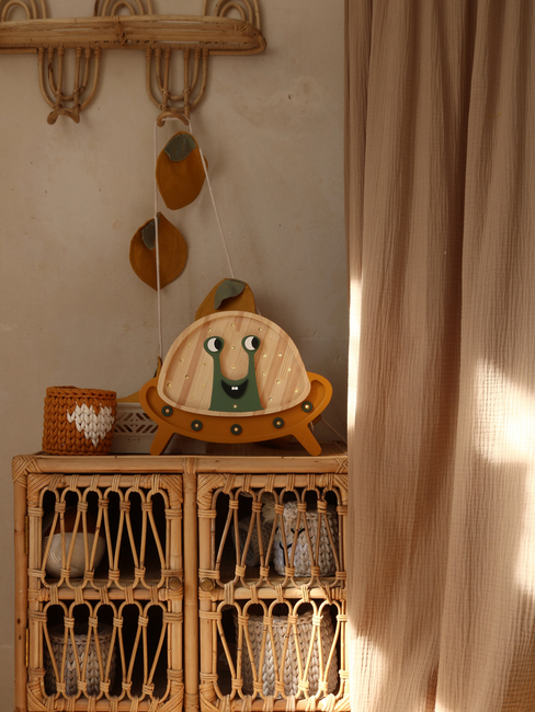 Little Lights Lampe UFO, Sennepsgul/Træ