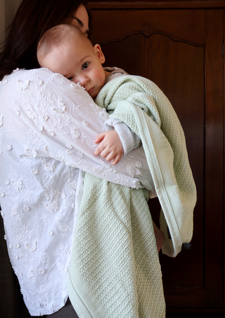 Vinter & Bloom Soft Grid EKO Hæklet Babytæppe, Tender Green