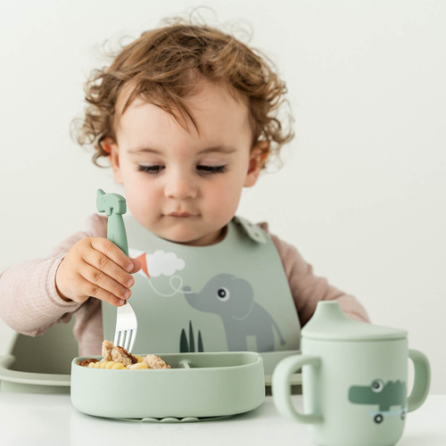 Done By Deer Playground Opdelt Tallerken Stick & Stay, Green