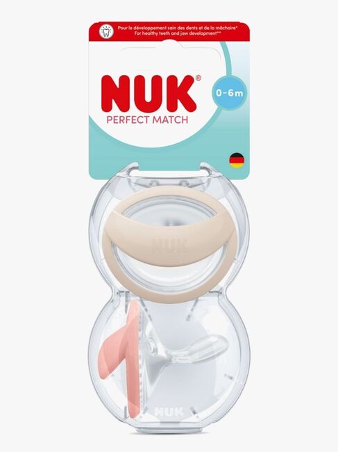 NUK Perfect Match Sut 2-pak Str. 1, Beige/Red
