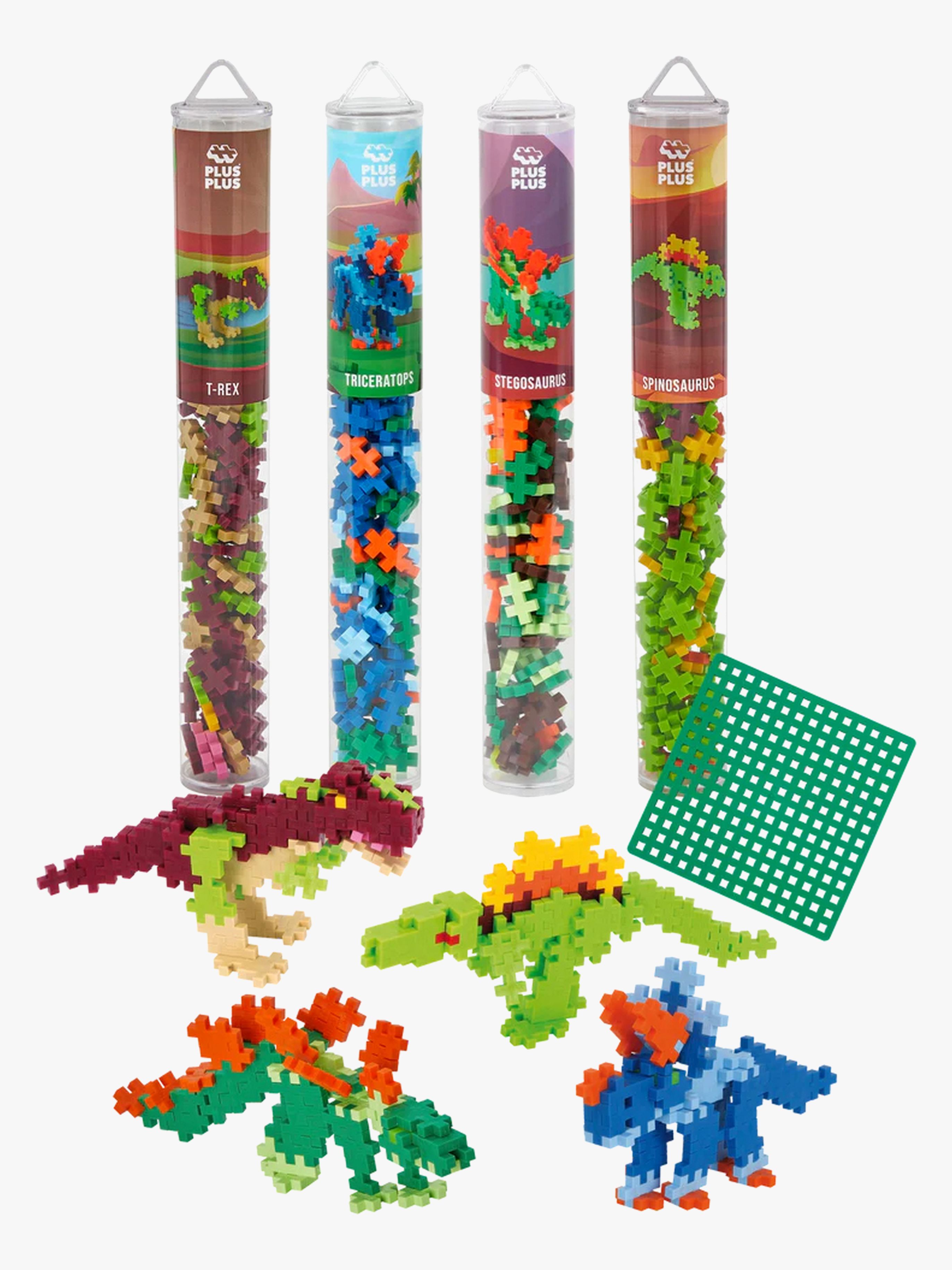 Plus-Plus Byggesæt med Bundplade & Tube Dino, 4x100 Dele