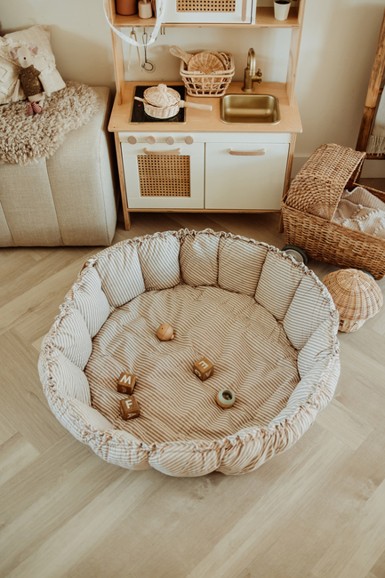 Play&Go Organic Bloom Legetæppe, Stripes Blue