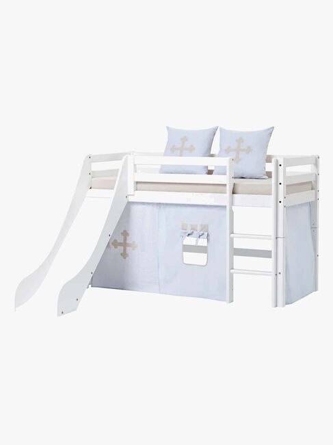 Hoppekids ECO Dream Halvhøj Seng med Rutsjebane og Stige 90x200, Hvid