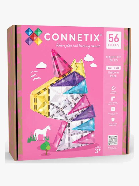 Connetix Magnetiske Byggeklodser Glitter Enhjørning 56 Dele