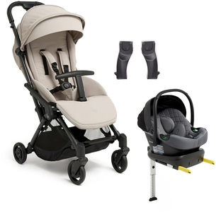 Beemoo Easy Fly Lux 4 Klapvogn inkl Route i-Size Autostol Baby & Base, Sand Beige/Mineral Grey