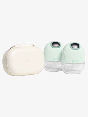 Beemoo CARE Wearable Slim Elektrisk Brystpumpe Dobbelt inkl. Opbevaringstaske, Soft Green/White