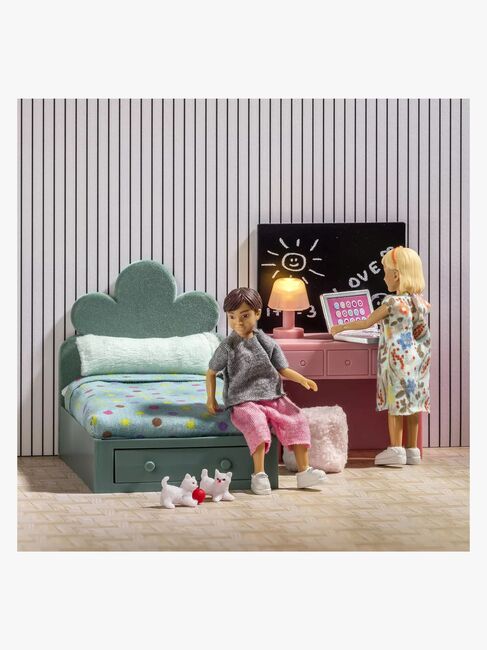 Lundby Teenage Room Set Dukkehustilbehør, Grøn/Lyserød