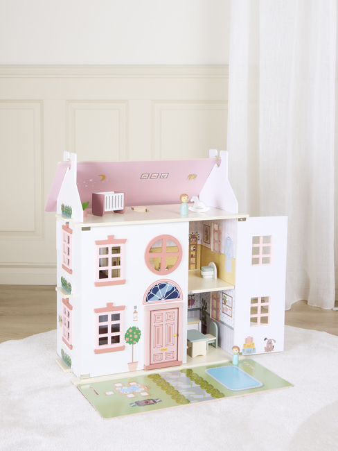 Alice & Fox Dukkehus med Møbel & 4 Dukker, Pink