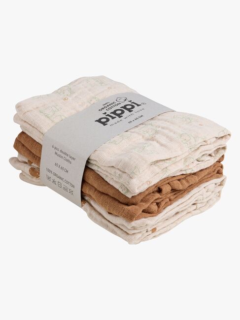 Pippi Musselin Tæpper 6-Pak, Almond