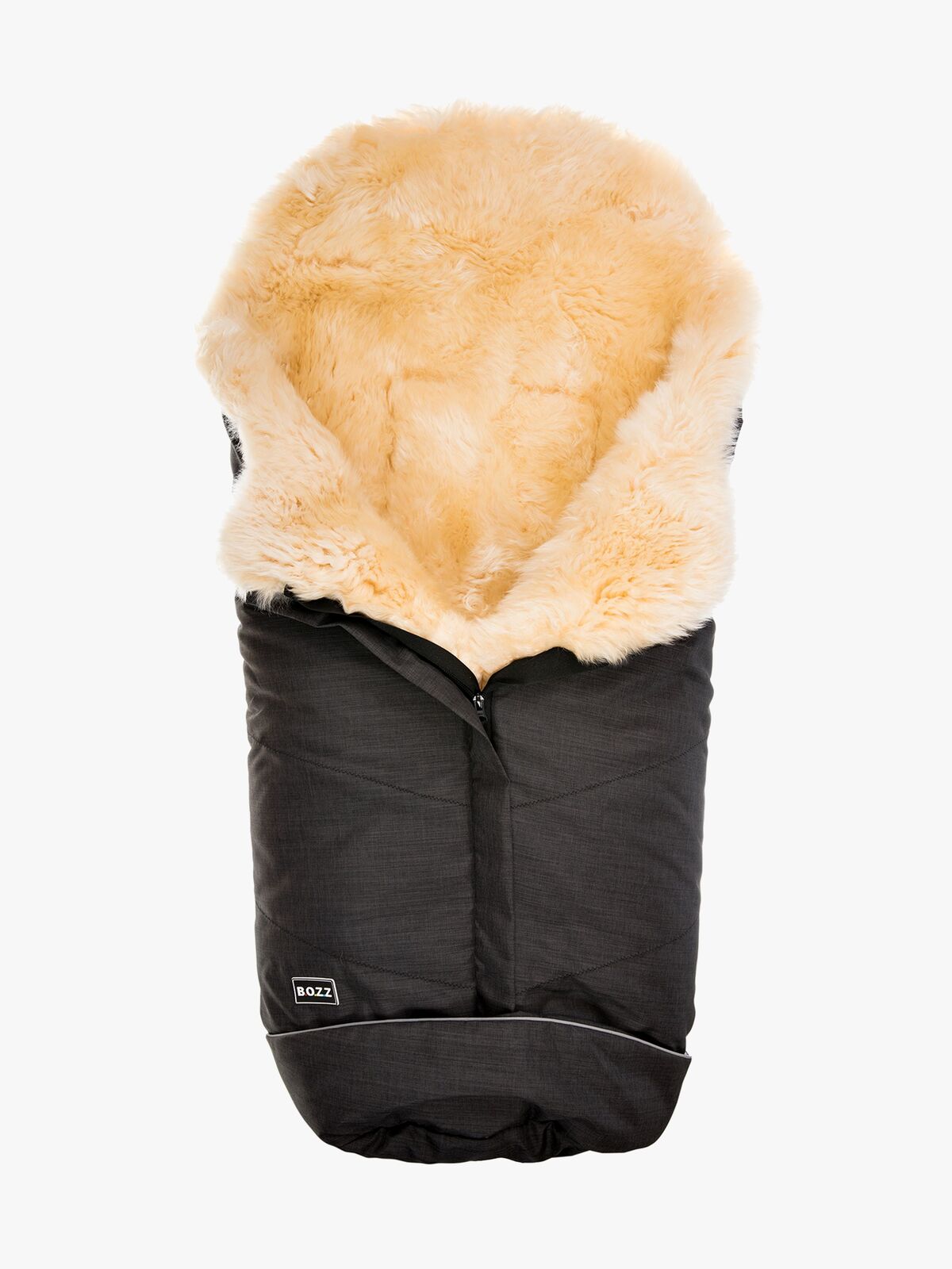 Bozz Lammeskindskørepose Langhåret, Black Melange/Nature