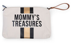 Childhome Mommy Clutch Canvas, Off White Stripes Black/Gold
