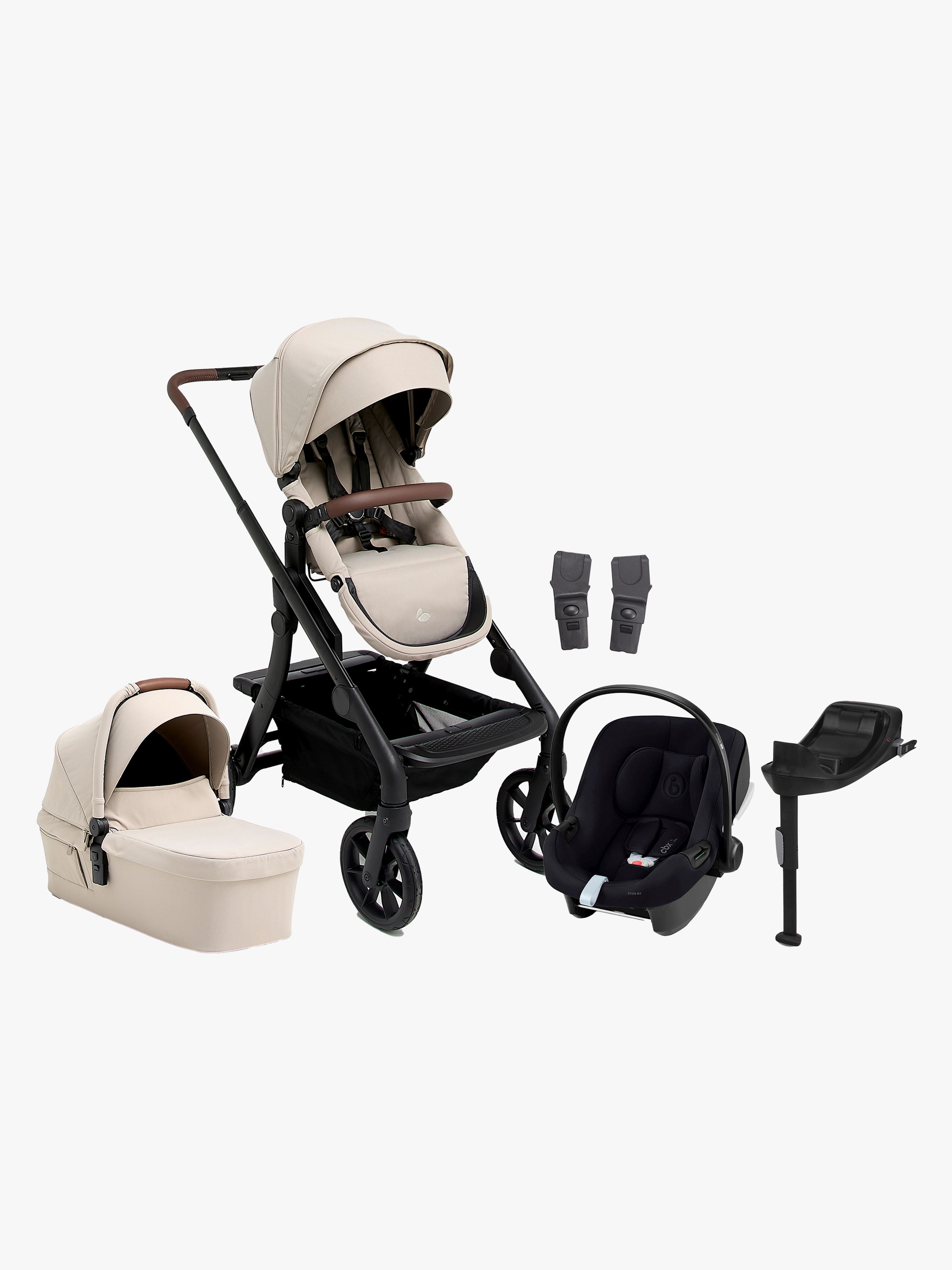 Beemoo Pro Max Duovogn & Cybex Aton B2 i-Size Autostol Baby inkl. Base, Latte Beige