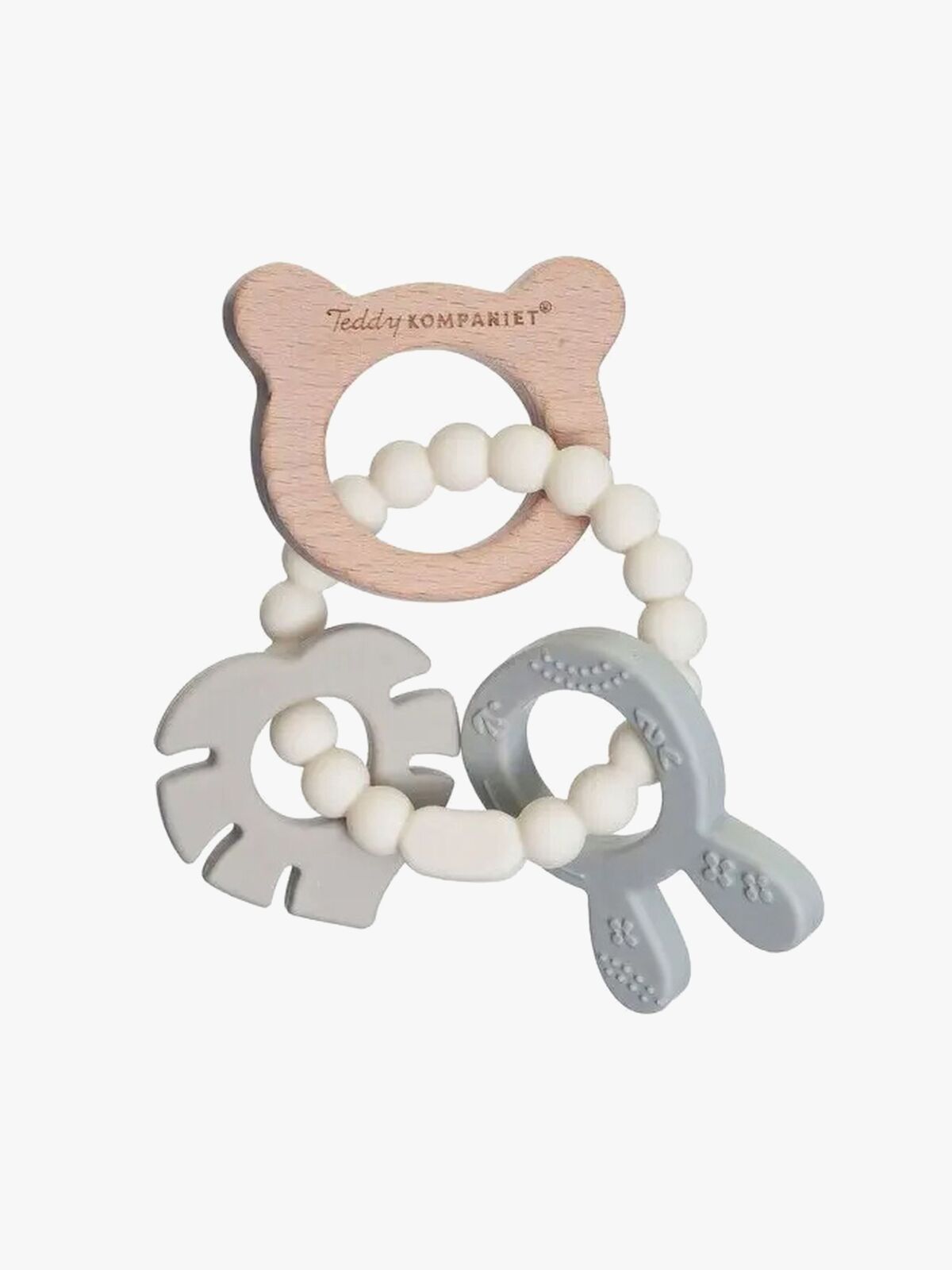 Teddykompaniet  Silikone & træ Bidering, Creme