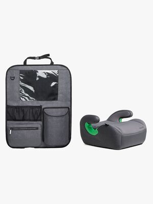Beemoo Raise 2 i-Size Selepude inkl. Beemoo Deluxe Sædebeskytter med Opbevaring, Mineral Grey