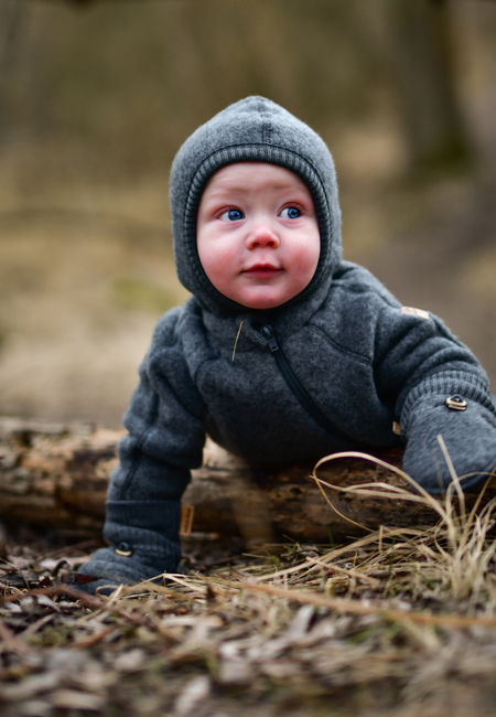 Mikk-Line Fleecetrøje Baby Merinould, Anthracite Melange