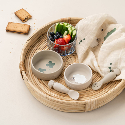 Done By Deer Sheepy Silikone Skål 2-pak, Sand