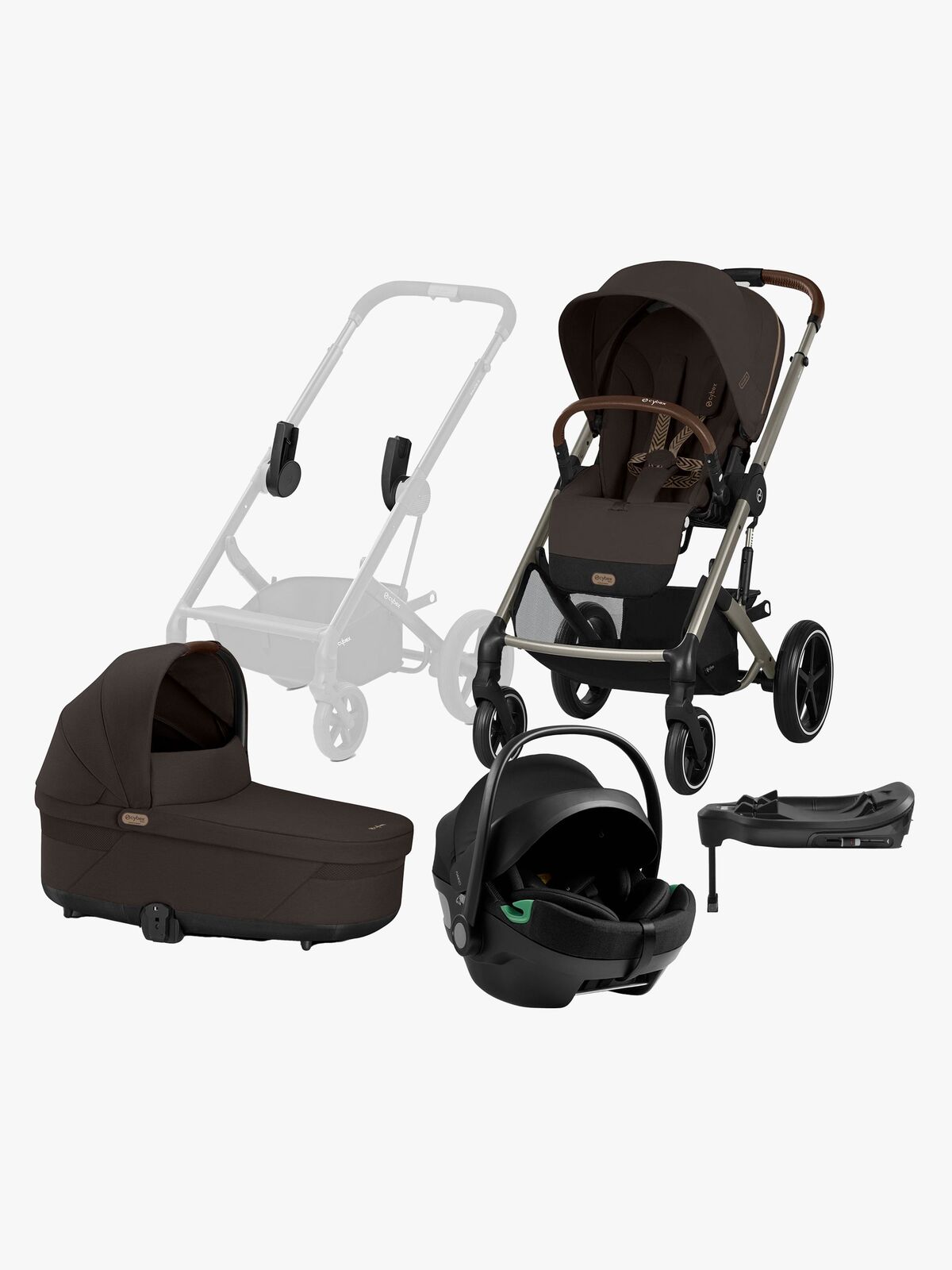 Cybex BALIOS S Lux Duovogn inkl. Axkid GOKID Babyautostol & Base, Chocolate Brown