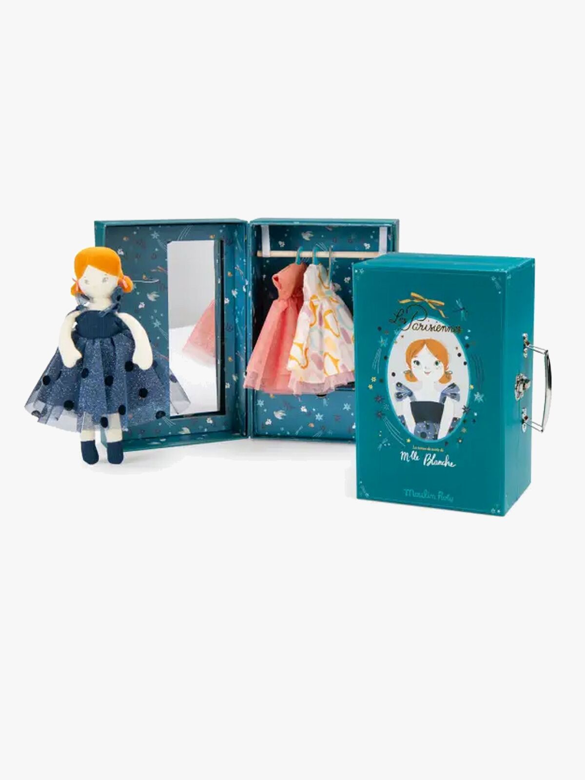 Moulin Roty Garderobetaske med Dukke og Lækkert Tøj