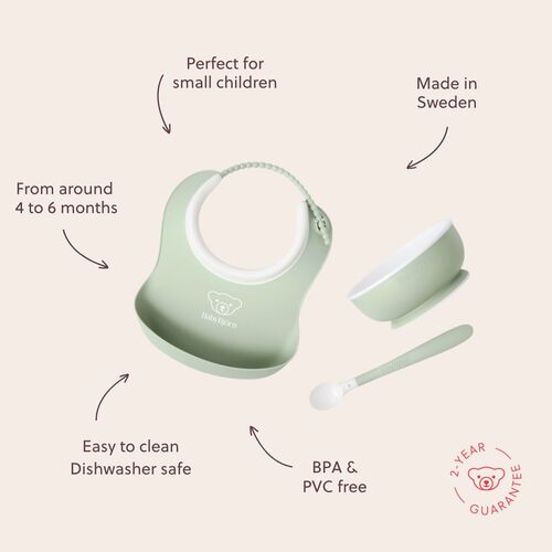 BabyBjörn Spisesæt 3 Dele, Lys Grøn