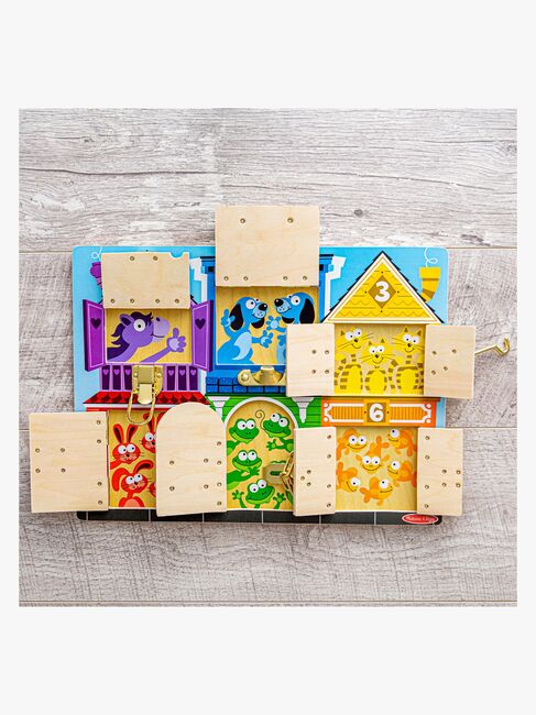 Melissa & Doug Låsebræt 6 Låger med Dyr