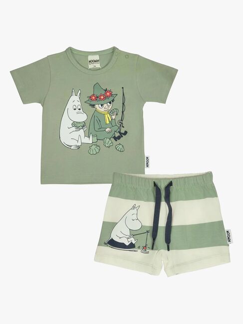 Mumitroldene by Martinex Free Time Shorts Sæt, Grøn/Hvid